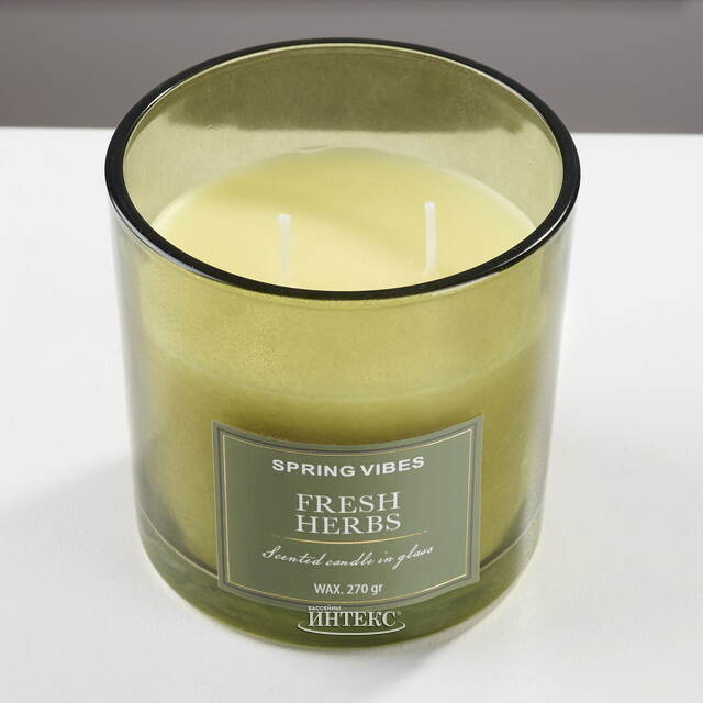 Ароматическая свеча Melania - Fresh Herbs 10 см, в стеклянном стакане Koopman (Купман)