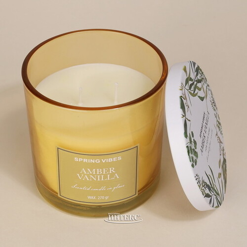 Ароматическая свеча Melania - Amber Vanilla 10 см, в стеклянном стакане Koopman
