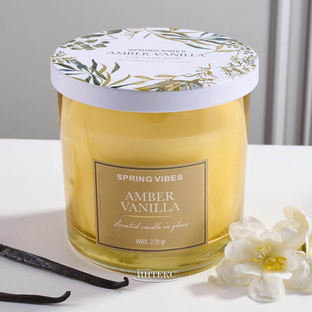 Ароматическая свеча Melania - Amber Vanilla 10 см, в стеклянном стакане Koopman (Купман)