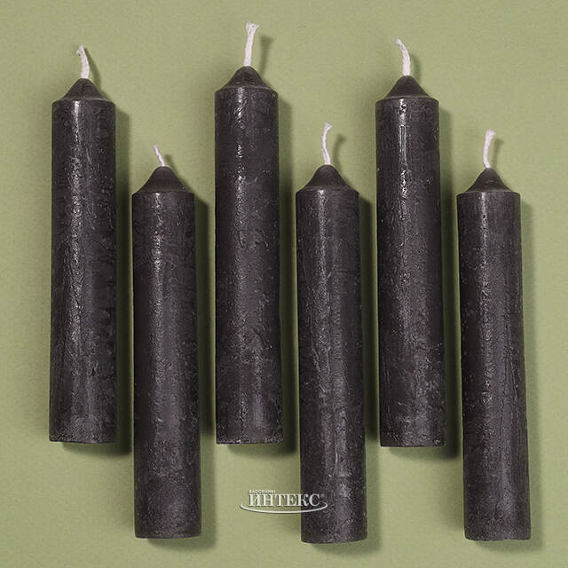 Набор столовых свечей Clutton 12 см, 6 шт, антрацитовые Koopman