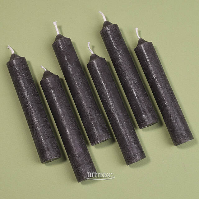 Набор столовых свечей Clutton 12 см, 6 шт, антрацитовые Koopman