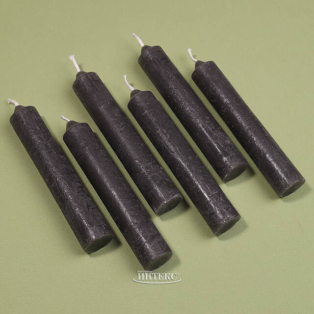 Набор столовых свечей Clutton 12 см, 6 шт, антрацитовые Koopman