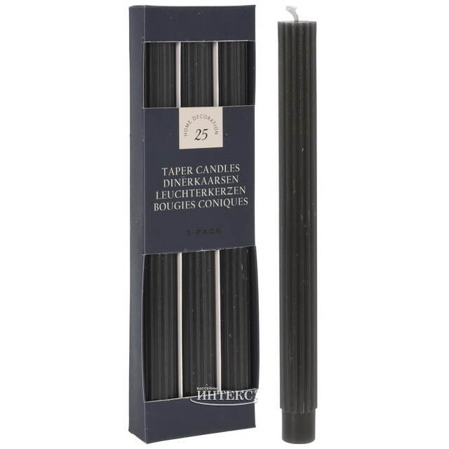 Высокие свечи Жоффруа 25 см, 3 шт, темно-серые Koopman (Купман)