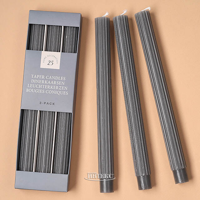 Высокие свечи Жоффруа 25 см, 3 шт, темно-серые Koopman (Купман)