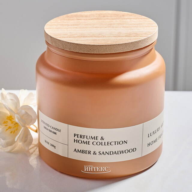 Ароматическая свеча в стакане Shelby: Амбра и Сандаловое дерево 10 см Koopman