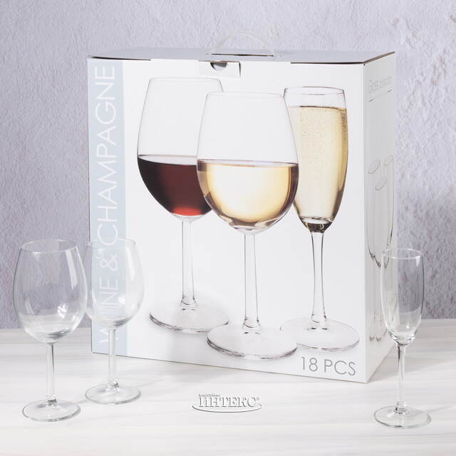 Бокалы для вина и шампанского Кристалл, 15 шт, уцененные Koopman