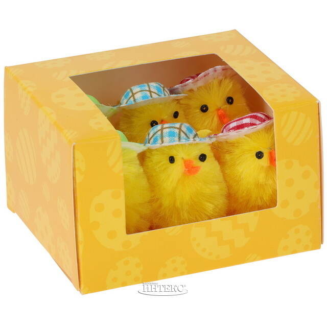 Набор декоративных фигурок Цыплята в кепочке 5 см, 6 штук Koopman (Купман)
