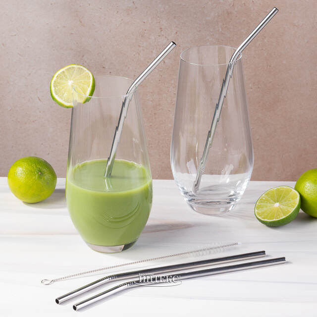 Металлические трубочки для коктейлей Tenby с щеточкой 21 см, 5 предметов Koopman