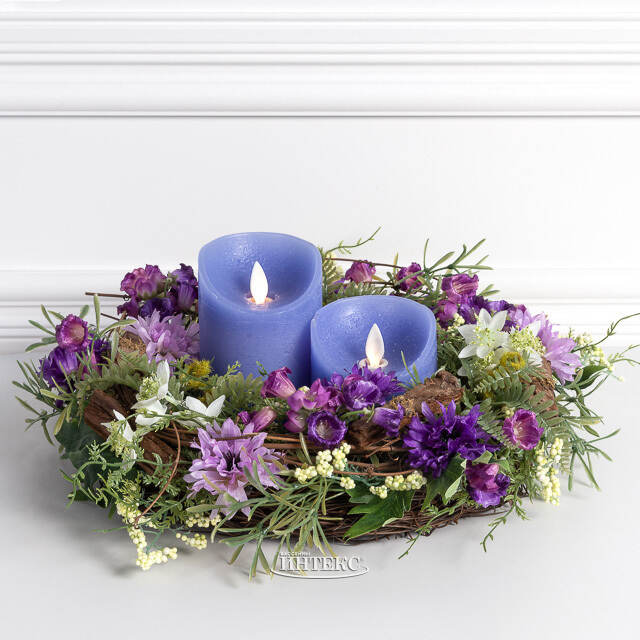 Венок для свечи Provence - Магическая Красота 34 см, фиолетовый Swerox