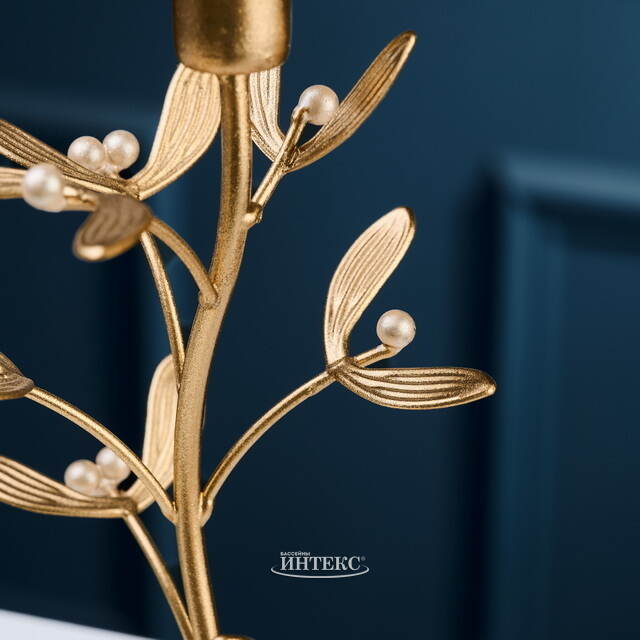 Металлический подсвечник для 1 свечи Веточка Омелы 26 см Goodwill (Гудвилл)