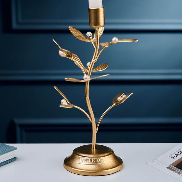 Металлический подсвечник для 1 свечи Веточка Омелы 26 см Goodwill (Гудвилл)