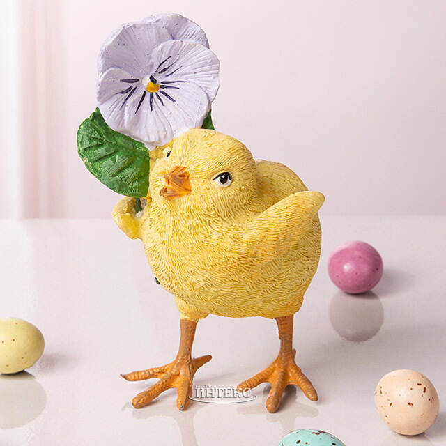 Декоративная фигурка Цыпленок Хьюго с цветком 11 см Goodwill (Гудвилл)