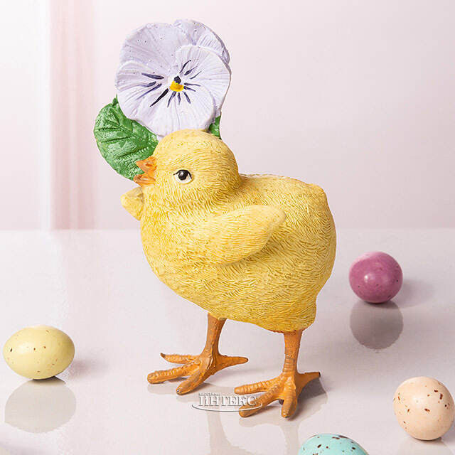 Декоративная фигурка Цыпленок Хьюго с цветком 11 см Goodwill (Гудвилл)
