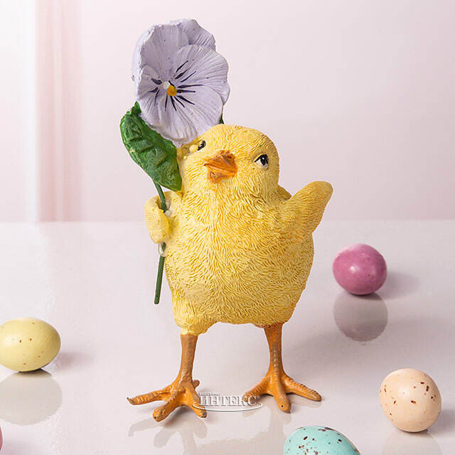 Декоративная фигурка Цыпленок Хьюго с цветком 11 см Goodwill (Гудвилл)