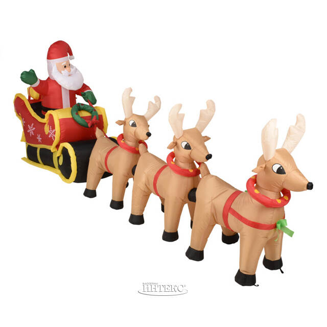 Надувная фигура Дед Мороз с оленями 340 см с подсветкой, IP44 Koopman