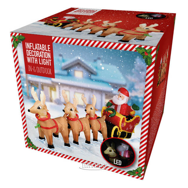 Надувная фигура Дед Мороз с оленями 340 см с подсветкой, IP44 Koopman