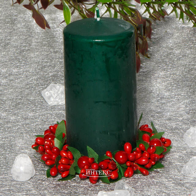 Свеча столбик 125*60 мм, темно-зеленая Омский Свечной