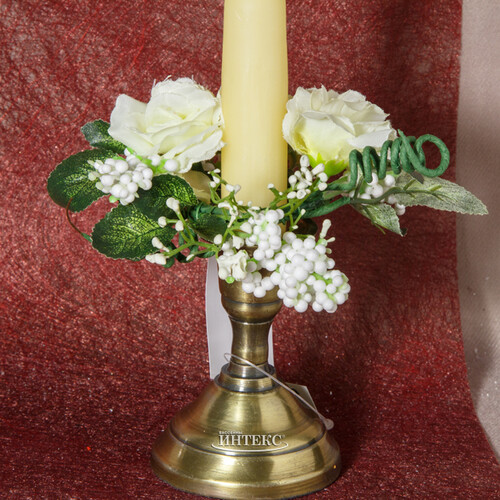 Венок для свечи Белые Розы 10 см Swerox