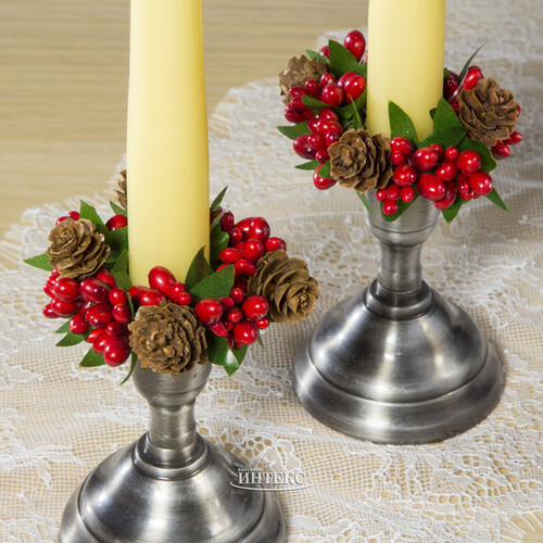 Декор для свечи Красные Ягоды с Шишками 7 см Swerox
