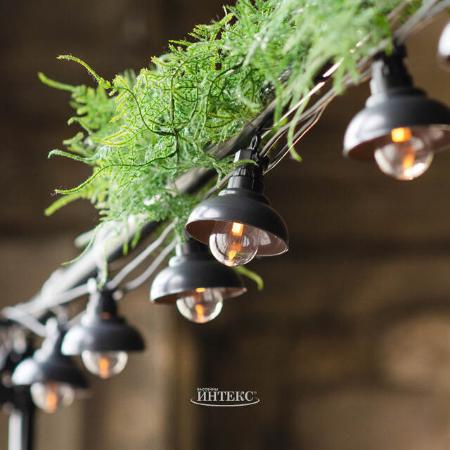 Гирлянда из лампочек Retro Party Lights 5 м, 10 ламп, экстра теплые LED, черный ПВХ, соединяемая, IP44 Winter Deco