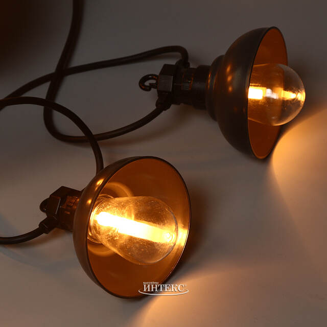Гирлянда из лампочек Retro Party Lights 5 м, 10 ламп, экстра теплые LED, черный ПВХ, соединяемая, IP44 Winter Deco
