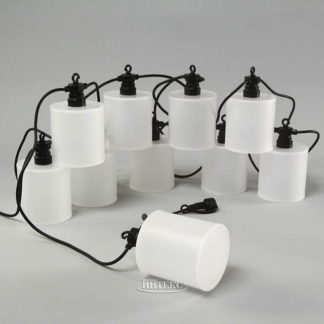 Гирлянда из лампочек Shafty Party Lights 5 м, 10 ламп, теплые белые LED, черный ПВХ, соединяемая, IP44 Winter Deco