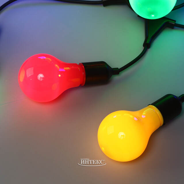 Гирлянда-бахрома из лампочек Big Party Lights 10 м, 20 ламп, разноцветные LED, черный ПВХ, соединяемая, IP44 Winter Deco