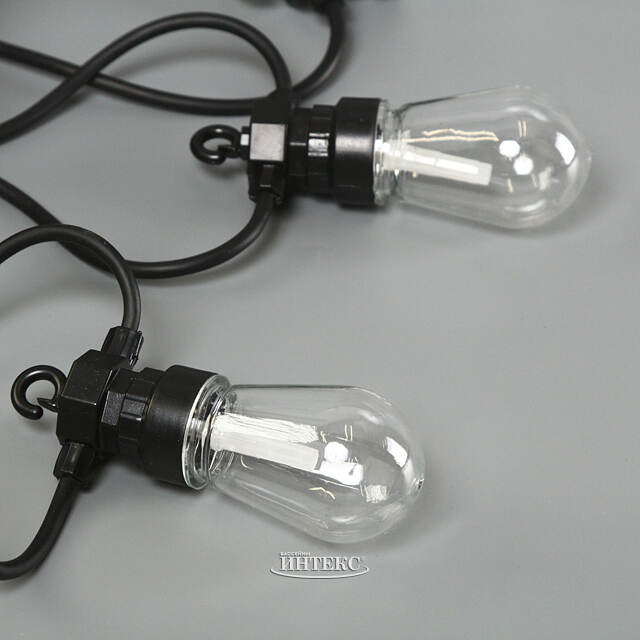 Гирлянда из лампочек Edison Party Lights 10 м, 20 ламп, теплые белые LED, черный ПВХ, соединяемая, IP44 Winter Deco