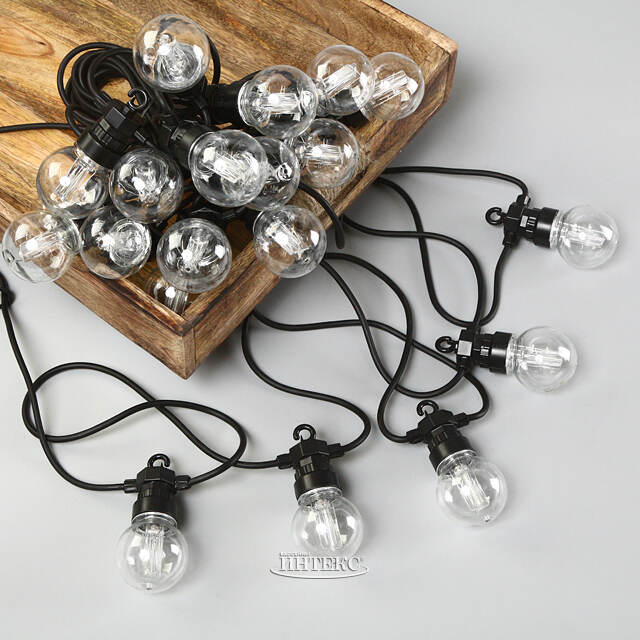 Гирлянда из лампочек Party Lights 10 м, 20 ламп, экстра теплые LED, черный ПВХ, соединяемая, IP44 Winter Deco