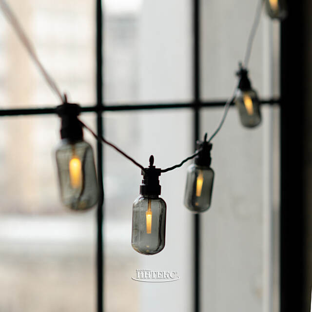 Гирлянда из лампочек Smoky Party Lights 10 м, 20 ламп, теплые белые LED, черный ПВХ, соединяемая, IP44 Winter Deco