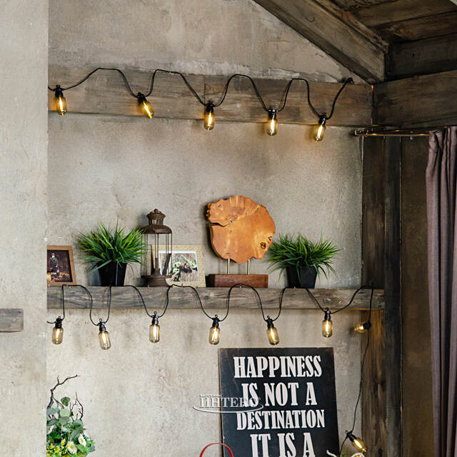 Гирлянда из лампочек Smoky Party Lights 10 м, 20 ламп, теплые белые LED, черный ПВХ, соединяемая, IP44 Winter Deco