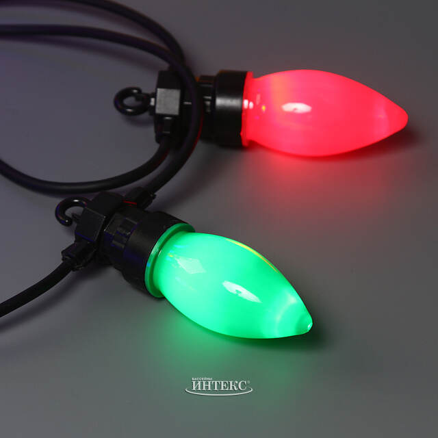 Гирлянда из лампочек Festival Party Lights 10 м, 20 ламп, разноцветные LED, черный ПВХ, соединяемая, контроллер, IP44 Winter Deco