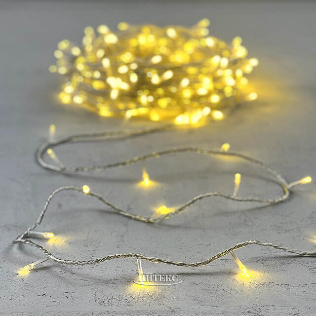 Светодиодная гирлянда 24V Premium Led 200 теплых белых LED ламп 20 м, прозрачный СИЛИКОН, соединяемая, контроллер, IP54 BEAUTY LED