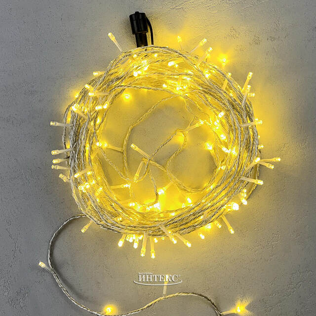 Светодиодная гирлянда 24V Premium Led 200 теплых белых LED ламп 20 м, прозрачный СИЛИКОН, соединяемая, контроллер, IP54 BEAUTY LED