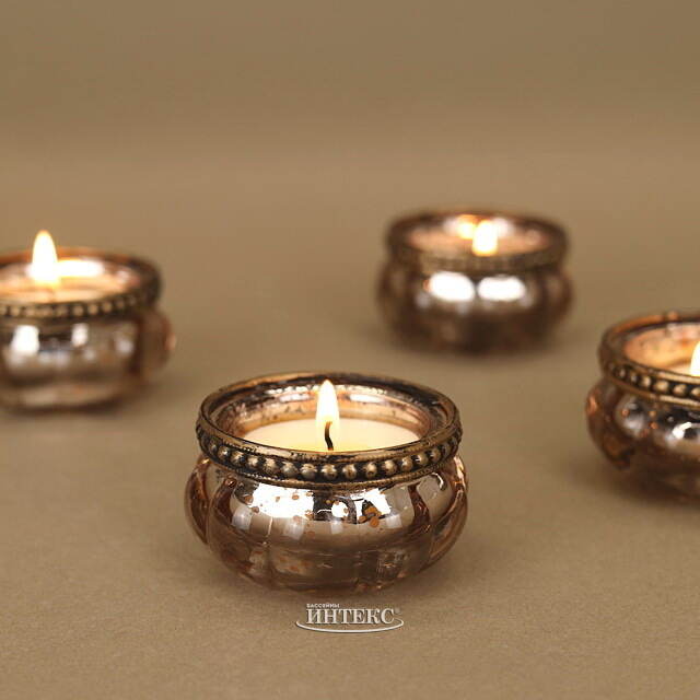 Набор стеклянных подсвечников Теофило 6 см 4 шт шампань Goodwill