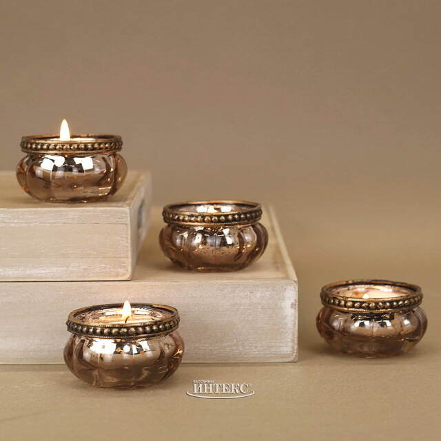 Набор стеклянных подсвечников Теофило 6 см 4 шт шампань Goodwill