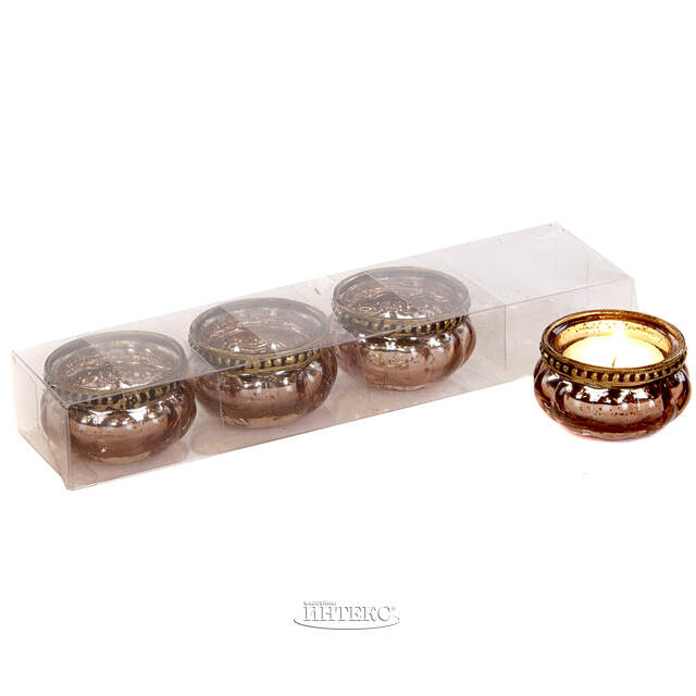 Набор стеклянных подсвечников Теофило 6 см 4 шт шампань Goodwill