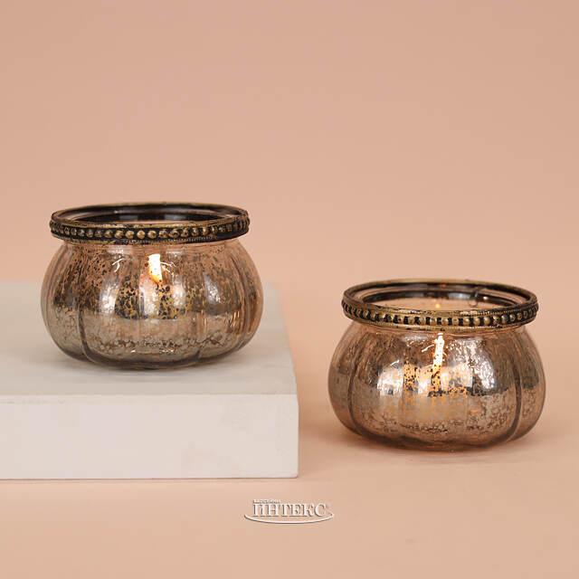 Стеклянный подсвечник Теофило 9 см шампань Goodwill