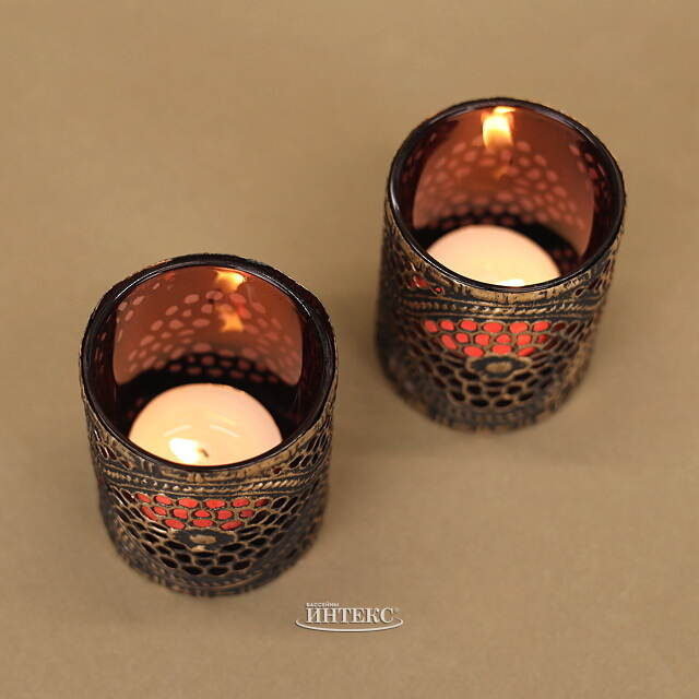 Стеклянный подсвечник Dinafeola 7 см красный Goodwill (Гудвилл)