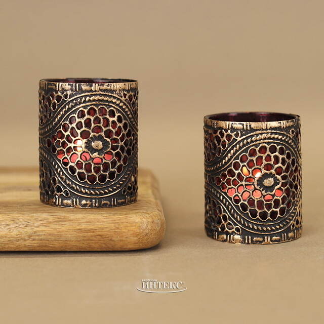 Стеклянный подсвечник Dinafeola 7 см красный Goodwill (Гудвилл)