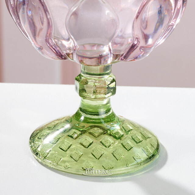 Стеклянный подсвечник-бокал Лотос Candele 11 см розовый Goodwill