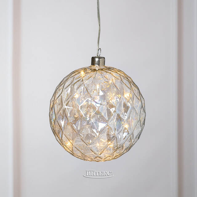 Декоративный подвесной светильник Шар Ноа 12 см, 10 теплых белых LED ламп, на батарейках Peha