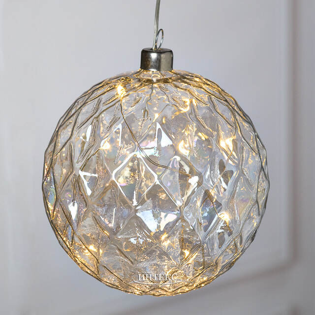 Декоративный подвесной светильник Шар Ноа 12 см, 10 теплых белых LED ламп, на батарейках Peha