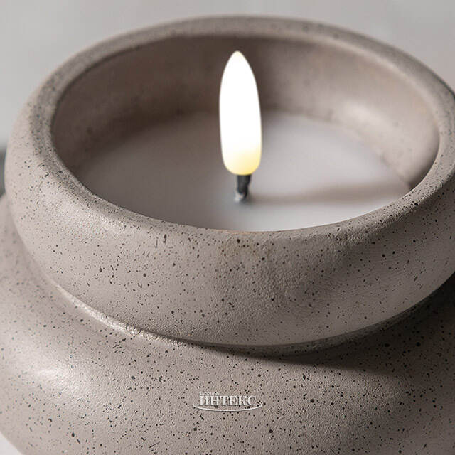 Светодиодная свеча Бигбери 11*6 см в бетонном подсвечнике, на батарейках, серая Koopman