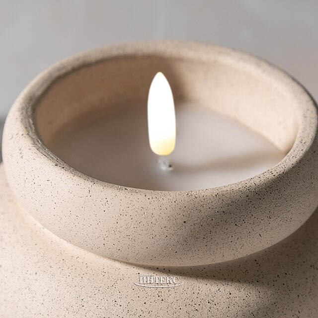 Светодиодная свеча Бигбери 11*6 см в бетонном подсвечнике, на батарейках, кремовая Koopman