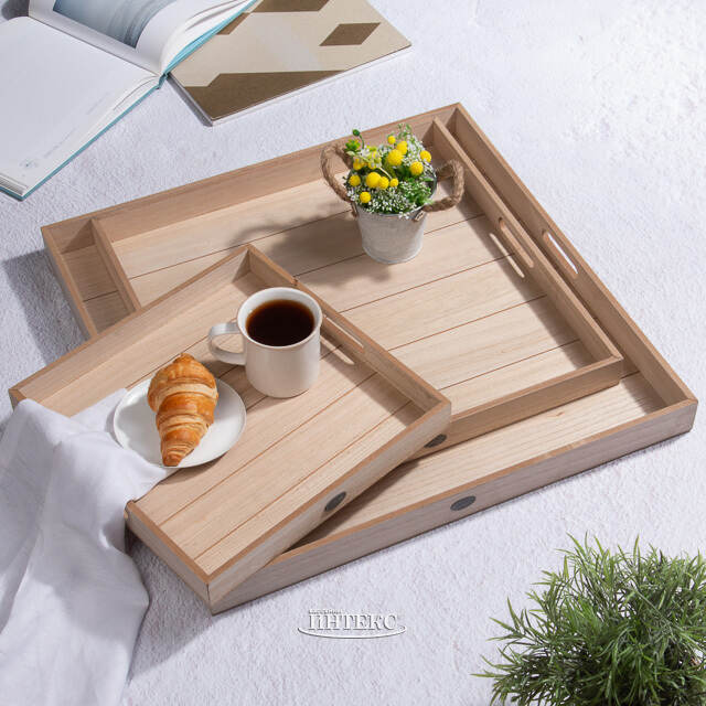 Набор деревянных подносов Alfgund 34-58 см, 3 шт, бежевый Koopman