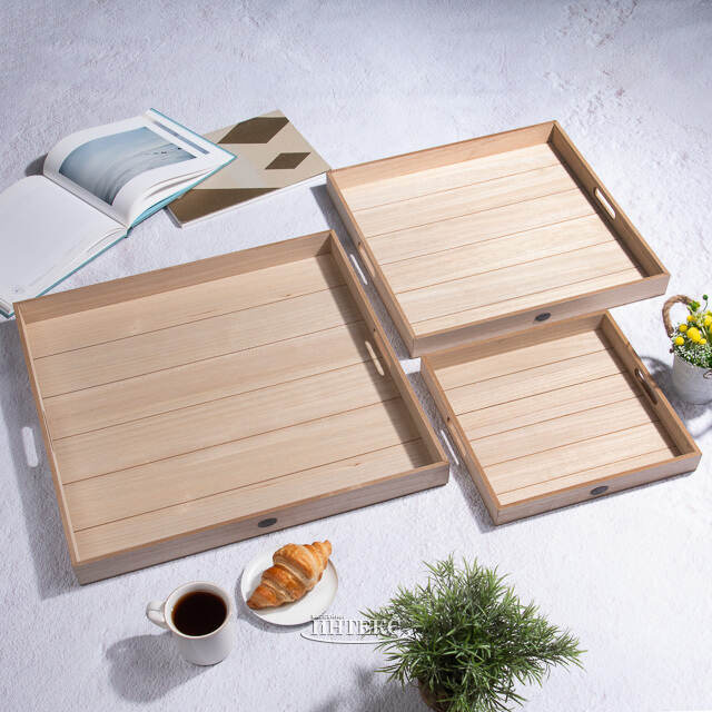 Набор деревянных подносов Alfgund 34-58 см, 3 шт, бежевый Koopman