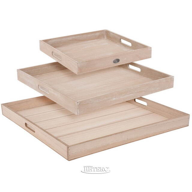 Набор деревянных подносов Alfgund 34-58 см, 3 шт, бежевый Koopman