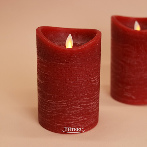 Светильник свеча восковая Живое Пламя 15*10 см красная, на батарейках Koopman
