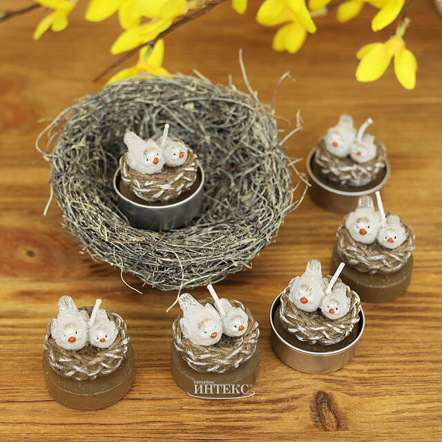 Набор свечей Голубки на гнезде 4 см, 6 шт Billiet